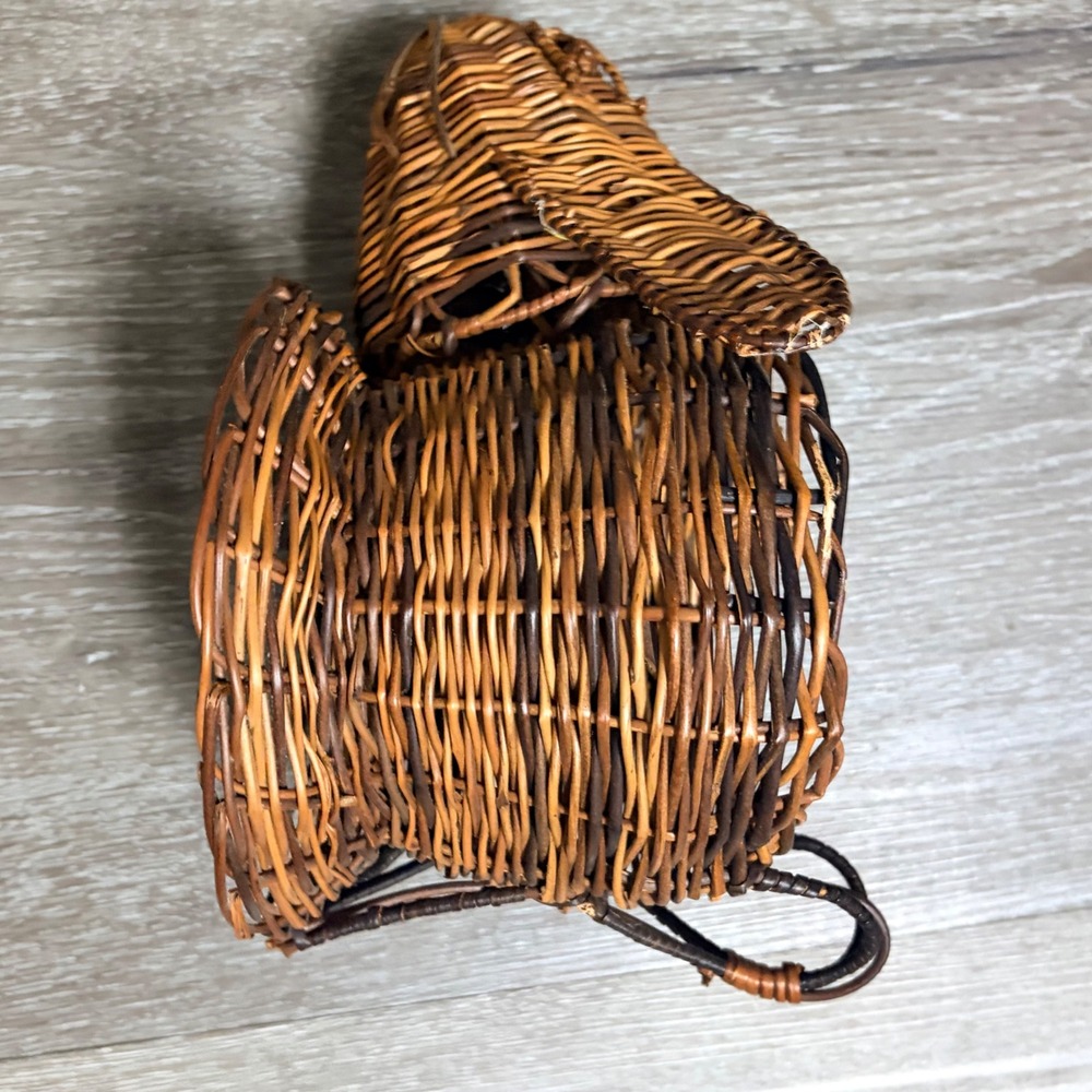Vintage Wicker Rabbit Basket Woven Animal Planter Figurine Brown Rustic Decor - Picture 5 of 12